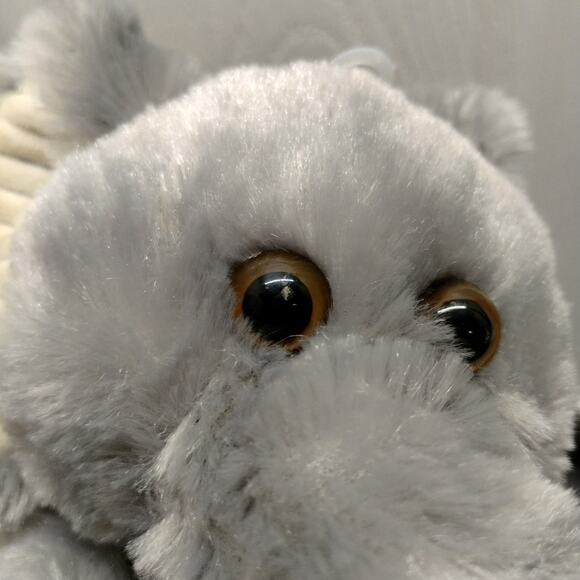 Goffa Elephant 7" Gray Stuffed Animal Cream Ribbed Ears Paws Plush Toy - Picture 2 of 7